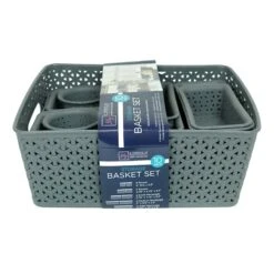 10-Piece Y-Weave Storage Basket Set, Black Pearl