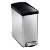 10L (2.6 Gal) Profile Step Can Brushed Stainless Steel With Black Plastic Lid -Household Items Shop 10l 2.6 gal profile step can brushed stainless steel with black plastic lid