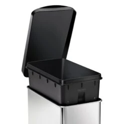 10L (2.6 Gal) Profile Step Can Brushed Stainless Steel With Black Plastic Lid -Household Items Shop 10l 2.6 gal profile step can brushed stainless steel with black plastic lid 2