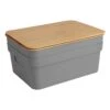 2-Pack Grey 8.5L Storage Bin With Bamboo Lid, Medium -Household Items Shop 2 pack grey 8.5l storage bin with bamboo lid medium