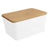 2-Pack White 8.5L Storage Bin With Bamboo Lid, Medium 2 2-Pack White 8.5L Storage Bin With Bamboo Lid, Medium -Household Items Shop 2 pack white 8.5l storage bin with bamboo lid medium