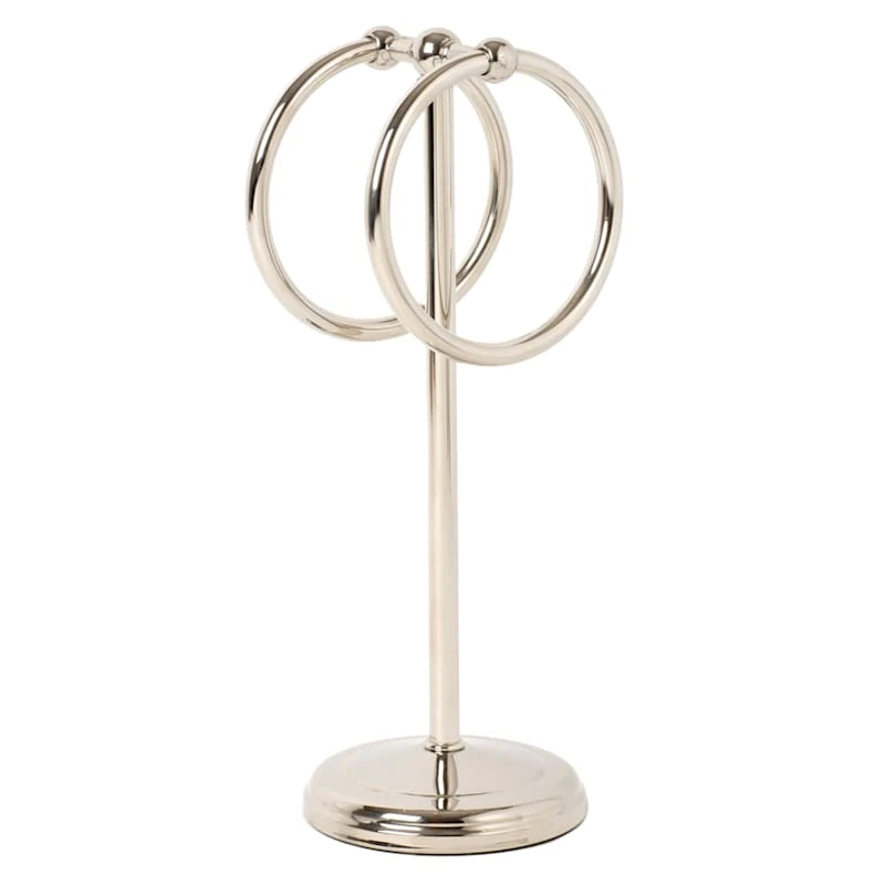 2-Ring Spheres Satin Nickel Fingertip Towel Stand 3 2-Ring Spheres Satin Nickel Fingertip Towel Stand