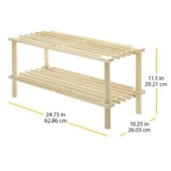 2-Tier Natural Wooden Shoe Rack -Household Items Shop 2 tier natural wooden shoe rack 1