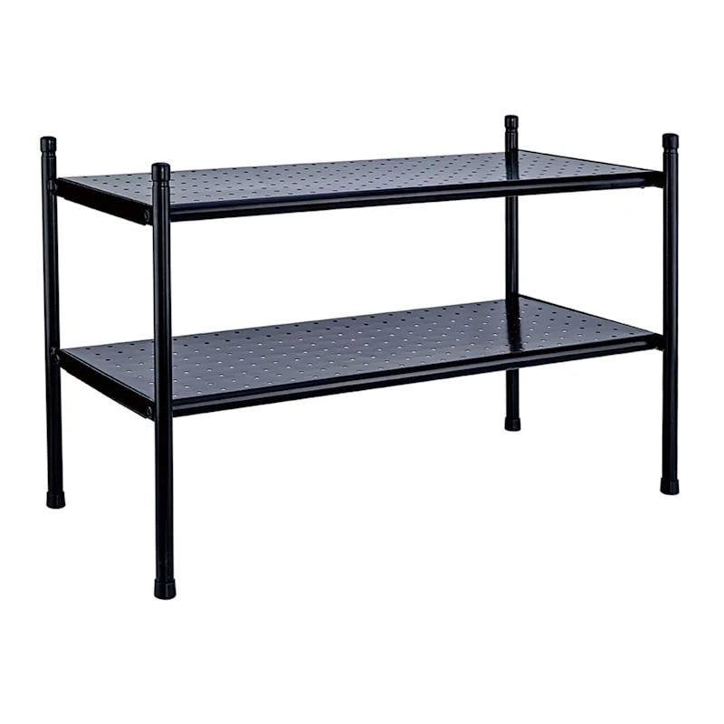 2-Tier Punch Metal Shoe Rack, Black 3 2-Tier Punch Metal Shoe Rack, Black