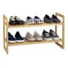 2-Tier Standing Bamboo Wood Shoe Rack -Household Items Shop 2 tier standing bamboo wood shoe rack
