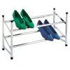 2-Tier Standing Shoe Rack, Chrome 1 2-Tier Standing Shoe Rack, Chrome -Household Items Shop 2 tier standing shoe rack chrome