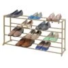20-Pair Standing Shoe Rack, Gold -Household Items Shop 20 pair standing shoe rack gold