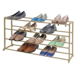 20-Pair Standing Shoe Rack, Gold
