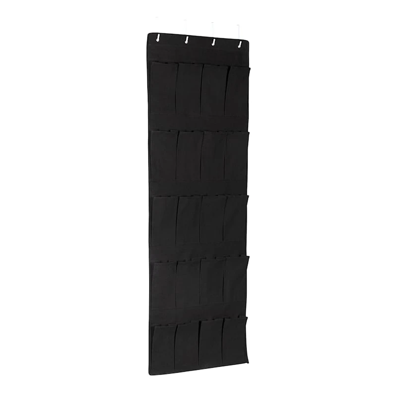 20-Pocket Over The Door Shoe Organizer, Black 3 20-Pocket Over The Door Shoe Organizer, Black