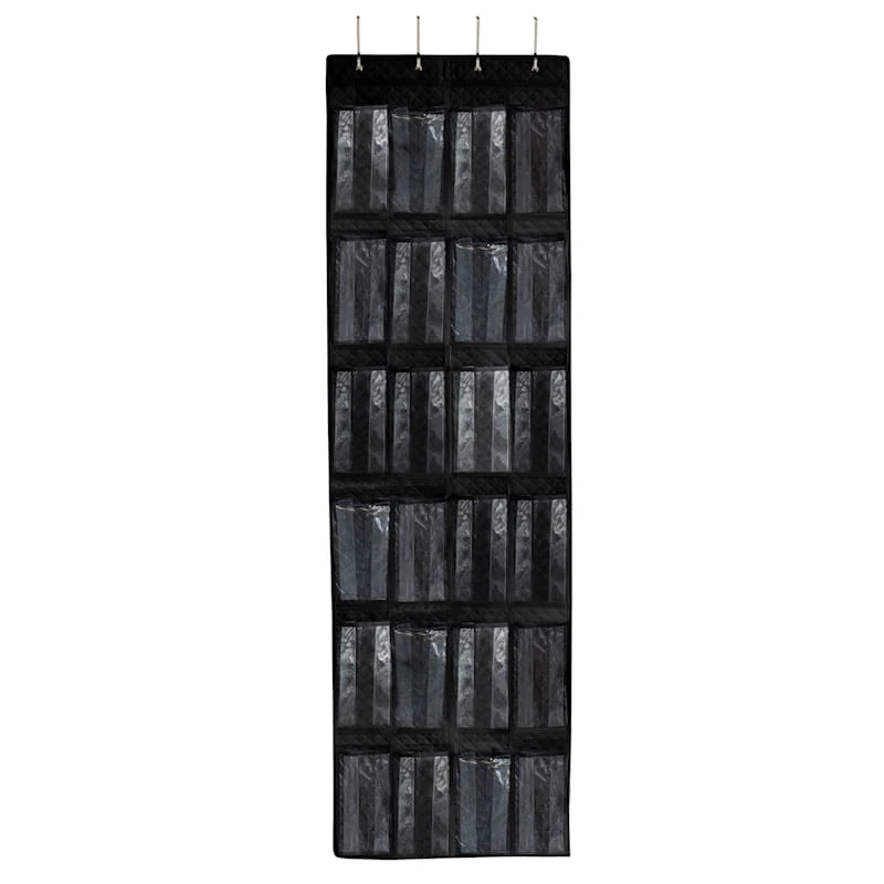 24-Pocket Over The Door Shoe Organizer, Black 3 24-Pocket Over The Door Shoe Organizer, Black