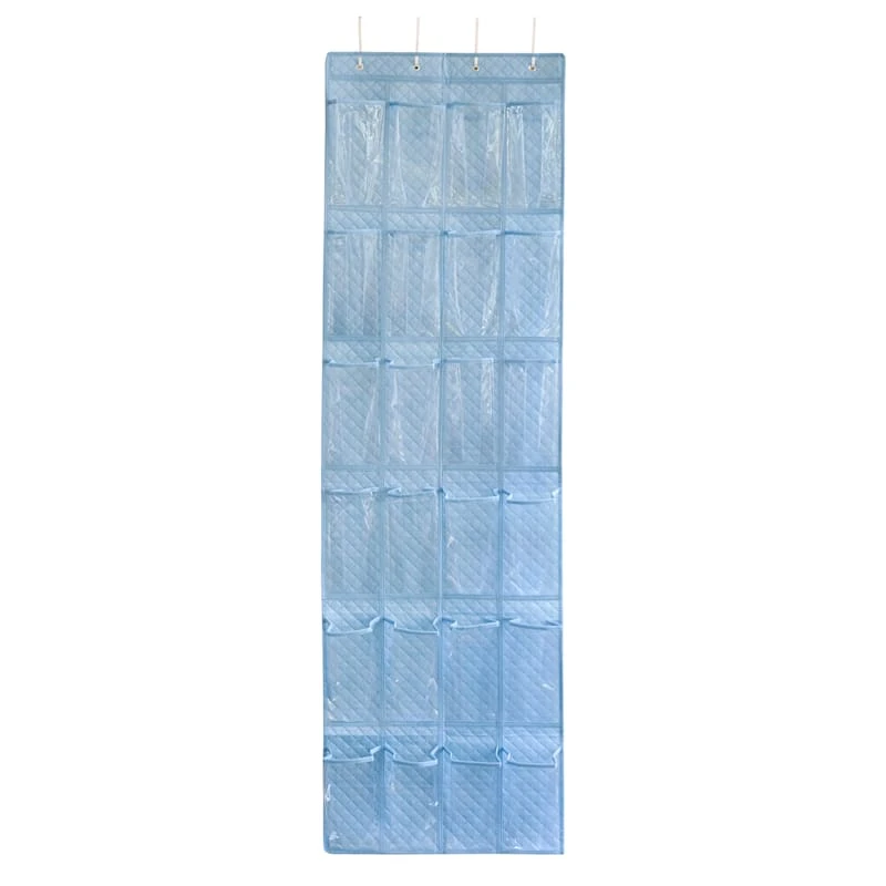 24-Pocket Over The Door Shoe Organizer, Blue 3 24-Pocket Over The Door Shoe Organizer, Blue