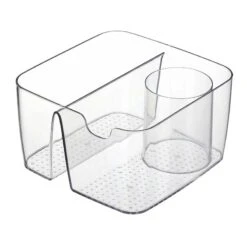 3-Section Clear Storage Bin With Holder