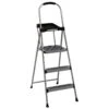 3-Step Grey Metal Step Ladder With Tray -Household Items Shop 3 step grey metal step ladder with tray