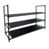3-Tier Fabric Shoe Rack, Black -Household Items Shop 3 tier fabric shoe rack black