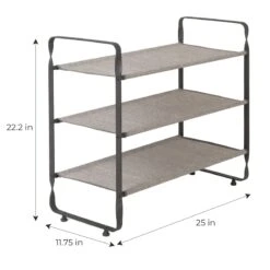 3-Tier Heavy Duty Shoe Rack, Grey -Household Items Shop 3 tier heavy duty shoe rack grey 4