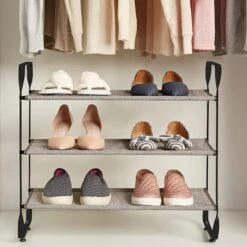 3-Tier Heavy Duty Shoe Rack, Grey -Household Items Shop 3 tier heavy duty shoe rack grey 5