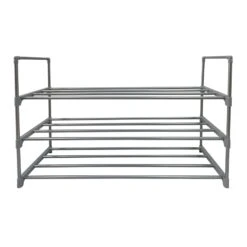 3-Tier Metal Shoe Rack, Grey
