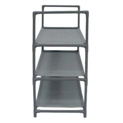 3-Tier Multi-Use Stackable Shoe Rack, Grey -Household Items Shop 3 tier multi use stackable shoe rack grey 2