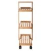 3-Tier Natural Wood Rolling Cart -Household Items Shop 3 tier natural wood rolling cart
