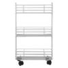 3-Tier Slim Grey Metal Mesh Rolling Cart -Household Items Shop 3 tier slim grey metal mesh rolling cart