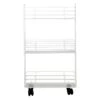 3-Tier Slim White Metal Mesh Rolling Cart -Household Items Shop 3 tier slim white metal mesh rolling cart