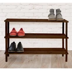 3-Tier Wood Shoe Rack Espresso -Household Items Shop 3 tier wood shoe rack espresso 2