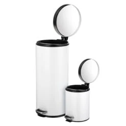 30l Round White Stainless Steel Trash Bin With Bonus 5l Bin 9 30l Round White Stainless Steel Trash Bin With Bonus 5l Bin -Household Items Shop 30l round white stainless steel trash bin with bonus 5l bin 1