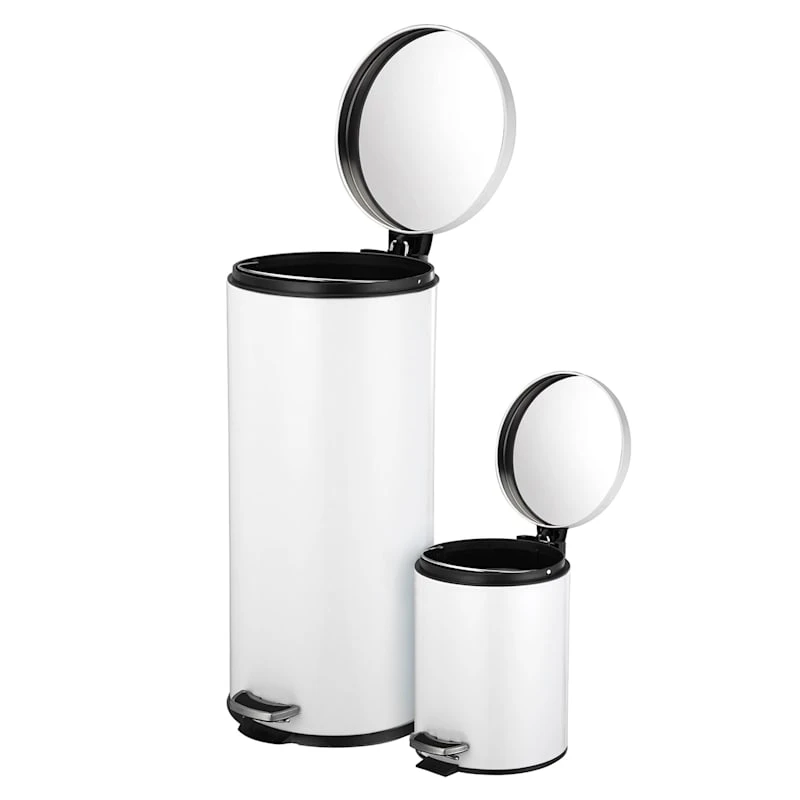 30l Round White Stainless Steel Trash Bin With Bonus 5l Bin 4 30l Round White Stainless Steel Trash Bin With Bonus 5l Bin - Image 2