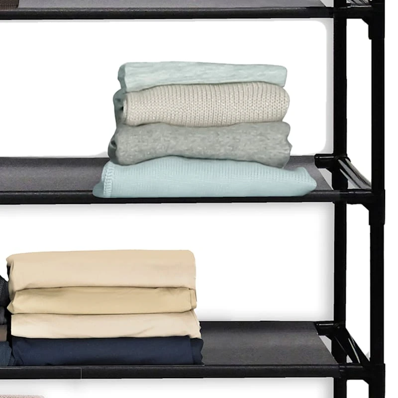 4-Tier & 12-Pair Shoe Rack, Black 4 4-Tier & 12-Pair Shoe Rack, Black - Image 2