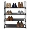 4-Tier & 12-Pair Shoe Rack, Grey -Household Items Shop 4 tier 12 pair shoe rack grey