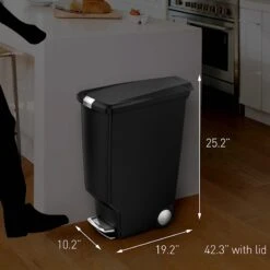 40L Slim Plastic Kitchen Step Trash Can Black 9 40L Slim Plastic Kitchen Step Trash Can Black -Household Items Shop 40l slim plastic kitchen step trash can black 1