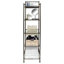 5-Tier Brown Metal Towel Tower