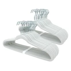 50-Pack Velvet Hanger, White
