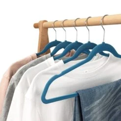 50-Pack Velvet Suit Hangers, Denim Blue -Household Items Shop 50 pack velvet suit hangers denim blue 4