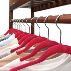 50-Pack Velvet Suit Hangers, Raspberry Red -Household Items Shop 50 pack velvet suit hangers raspberry red 3
