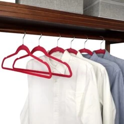 50-Pack Velvet Suit Hangers, Raspberry Red -Household Items Shop 50 pack velvet suit hangers raspberry red 4