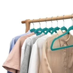 50-Pack Velvet Suit Hangers, Turkish Blue -Household Items Shop 50 pack velvet suit hangers turkish blue 4