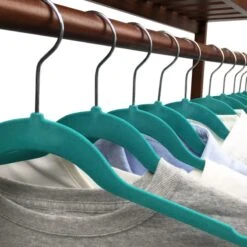 50-Pack Velvet Suit Hangers, Turkish Blue -Household Items Shop 50 pack velvet suit hangers turkish blue 5