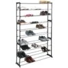 50-Pair Standing Shoe Rack, Black -Household Items Shop 50 pair standing shoe rack black