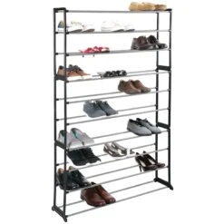 50-Pair Standing Shoe Rack, Black