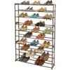 50-Pair Standing Shoe Rack, Bronze -Household Items Shop 50 pair standing shoe rack bronze