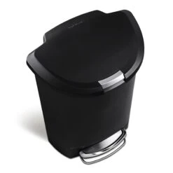 50L (13.2 Gal) Semi-Round Plastic Kitchen Step Trash Can With Lid Lock Black -Household Items Shop 50l 13.2 gal semi round plastic kitchen step trash can with lid lock black 3