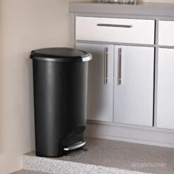 50L (13.2 Gal) Semi-Round Plastic Kitchen Step Trash Can With Lid Lock Black -Household Items Shop 50l 13.2 gal semi round plastic kitchen step trash can with lid lock black 5