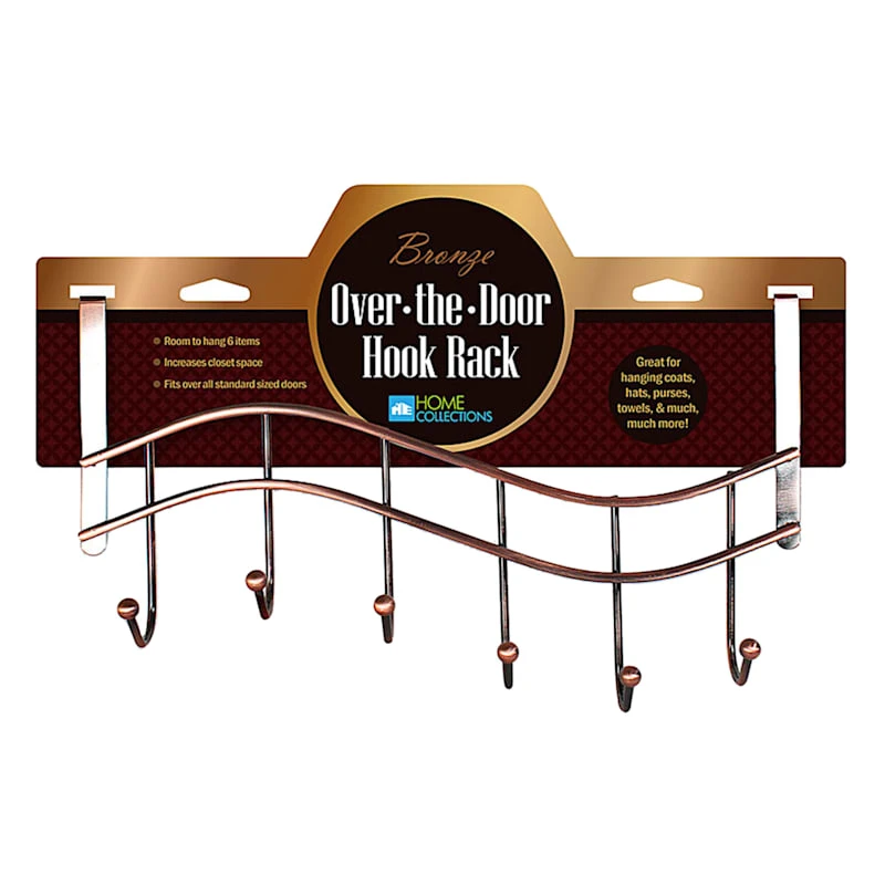 6-Hook Over The Door Hanger, Bronze 3 6-Hook Over The Door Hanger, Bronze