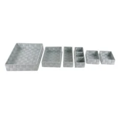 6-Piece Woven Storage Basket Set, Grey