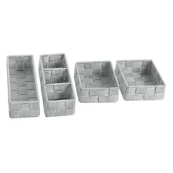 6-Piece Woven Storage Basket Set, Grey -Household Items Shop 6 piece woven storage basket set grey 3