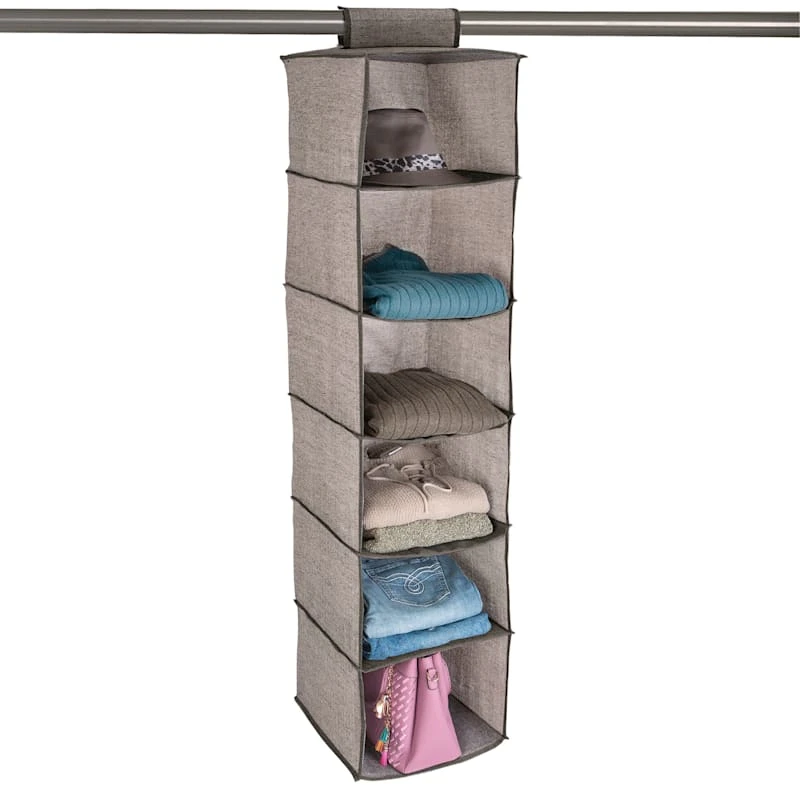 6-Shelf Hanging Organizer, Brown 4 6-Shelf Hanging Organizer, Brown - Image 2