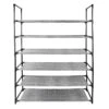 6-Tier Printed Shelf Shoe Rack, Black Linen -Household Items Shop 6 tier printed shelf shoe rack black linen