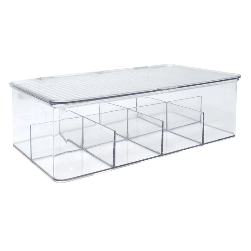 8-Compartment Clear Hinged Storage Bin, 10.8x6.5 3 8-Compartment Clear Hinged Storage Bin, 10.8x6.5