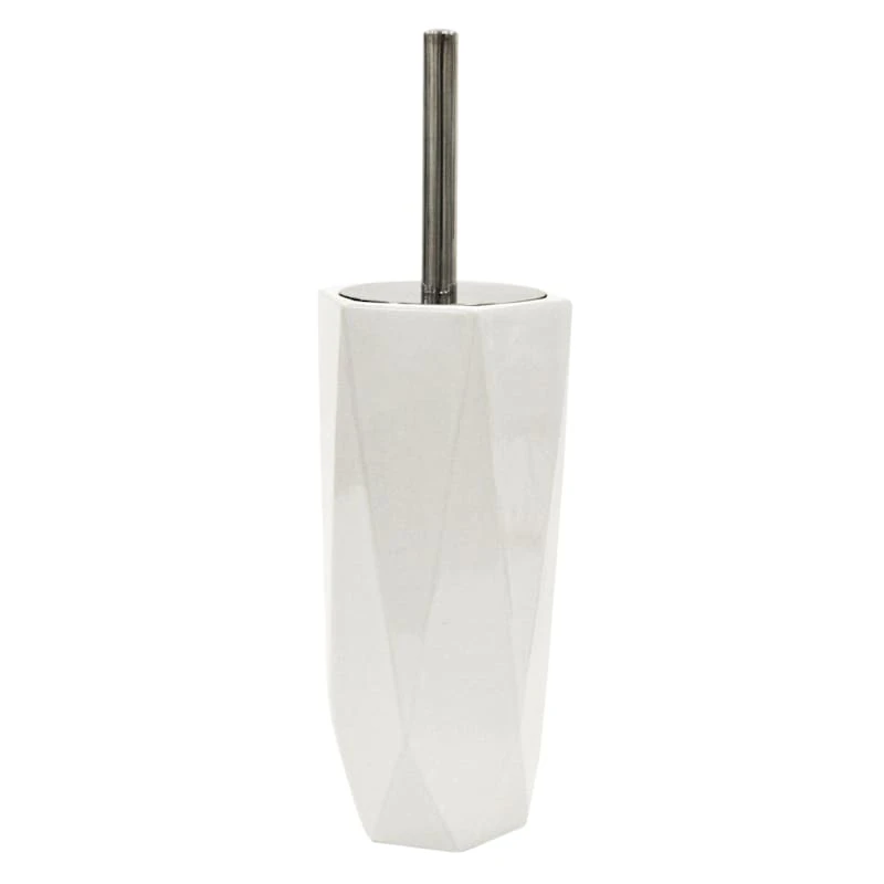 Belle Ceramic Bowl Brush, White & Chrome 3 Belle Ceramic Bowl Brush, White & Chrome